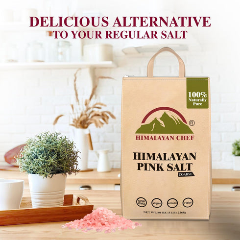 Himalayan Chef Pink Salt Coarse - 5 lbs Bag | Pack of 3